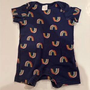 Hanna Andersson Navy Rainbow Baby Romper, 12-18 mo 🌈🌈🌈